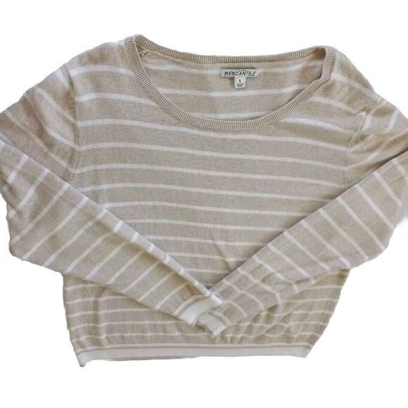J Crew By Mercantile cardigan Women's sweater Jacket Large Beige Crewneck  style - Picture 1 of 10
